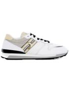 Hogan Rebel Paneled Lace-up Sneakers, Women's, Size: 34.5, White, Leather/rayon/nylon