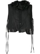 Aleksandr Manamïs Cropped Raw Hem Shirt - Black