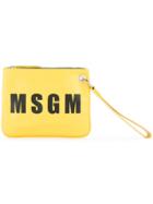 Msgm Logo Print Clutch - Yellow