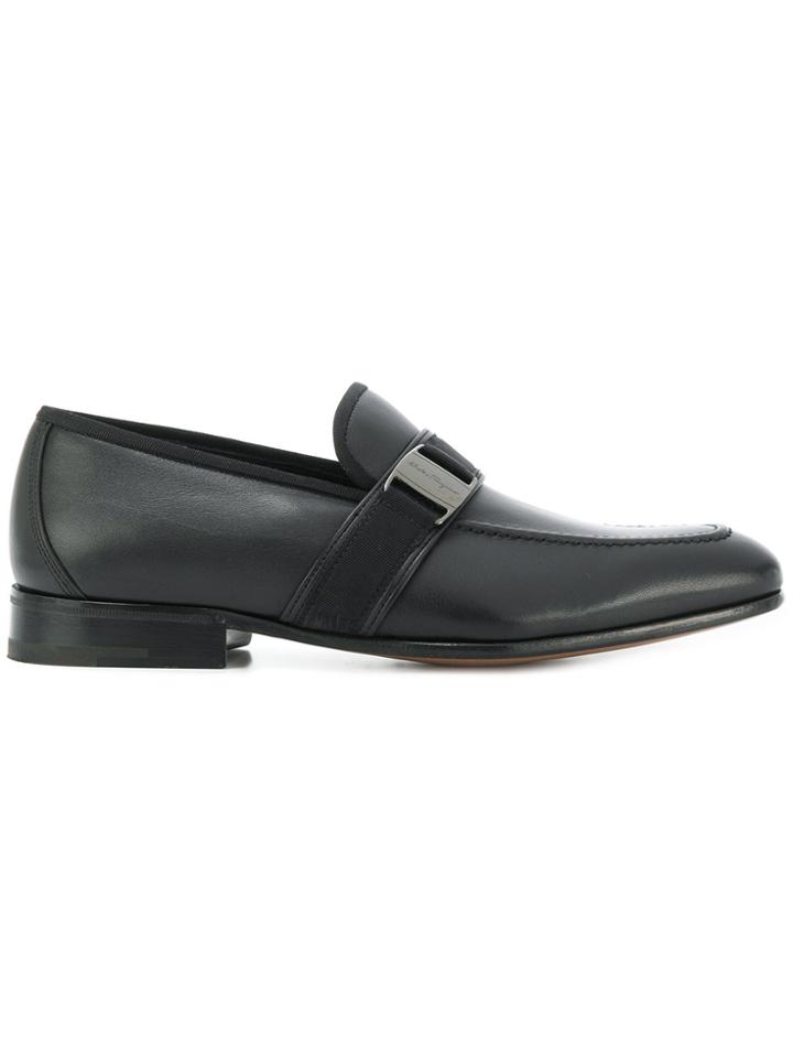 Salvatore Ferragamo Classic Logo Strap Loafers - Black