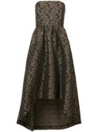 Co Strapless Patterned Flared Dress - Brown