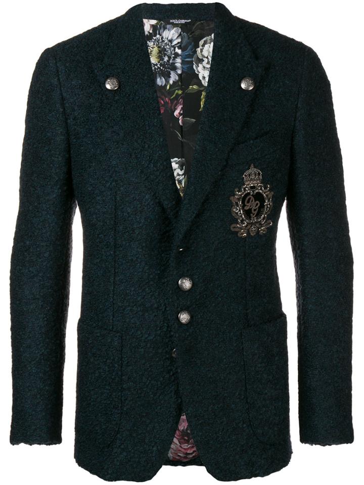 Dolce & Gabbana Single Breasted Jersey Blazer - Blue