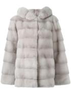 Yves Salomon 'pierre De Lune' Jacket, Women's, Size: 36, Grey, Silk/polyester/mink Fur