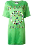 Moschino Mirror Embroidered Logo T-shirt Dress, Women's, Size: 36, Green, Acetate/rayon/other Fibers/montmorillonite (french Green ) Clay