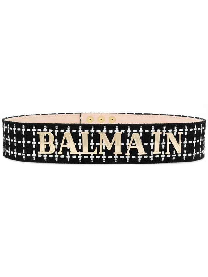 Balmain Patterned Logo Belt - Black