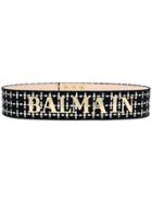 Balmain Patterned Logo Belt - Black