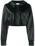 Natasha Zinko Cropped Faux Leather Hooded Jacket - Black