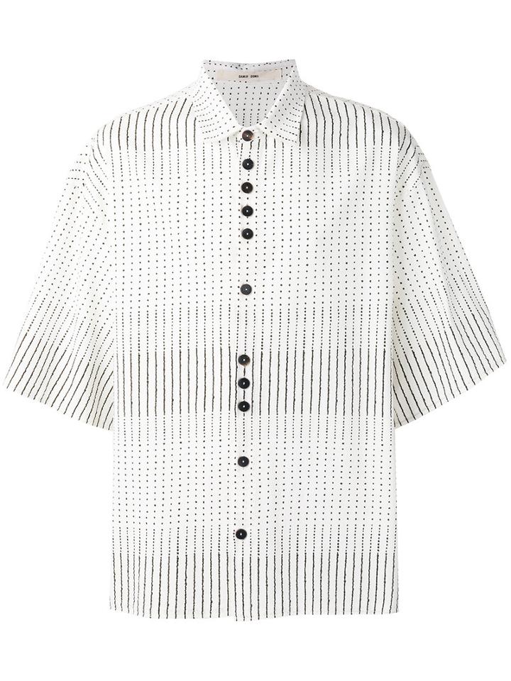 Damir Doma Stripe Dotted Shirt, Men's, Size: Small, White, Cotton