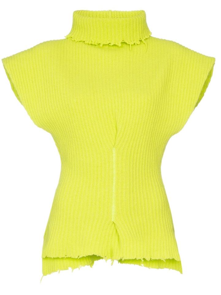 Unravel Project Distressed Turtleneck Jumper - Yellow