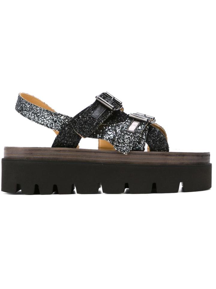 Mm6 Maison Margiela Platform Buckled Sandals, Women's, Size: 37, Brown, Rubber/leather