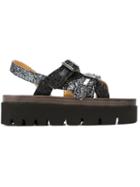 Mm6 Maison Margiela Platform Buckled Sandals, Women's, Size: 37, Brown, Rubber/leather