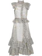 Christopher Kane Gingham Midi Dress With Ruffles - White