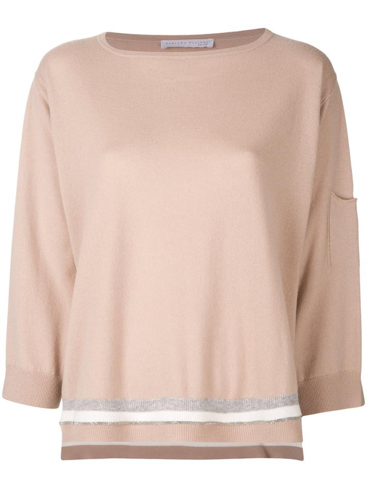 Fabiana Filippi Striped Hem Sweatshirt - Pink & Purple