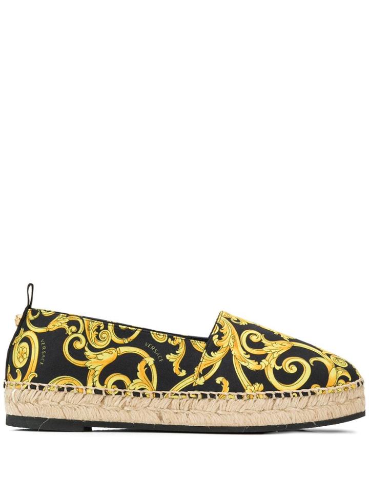 Versace Barocco Print Espadrilles - Black