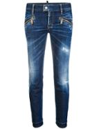 Dsquared2 Cropped Jeans With Zip Embellishment - Blue