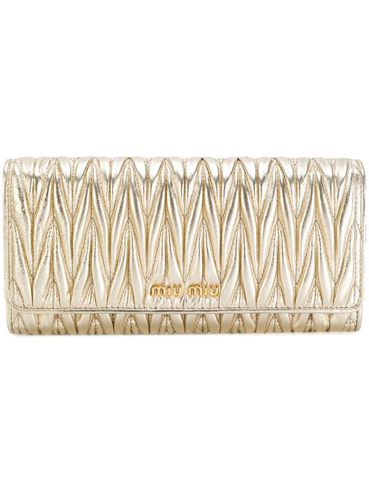 Miu Miu Pleated Continental Wallet - Metallic