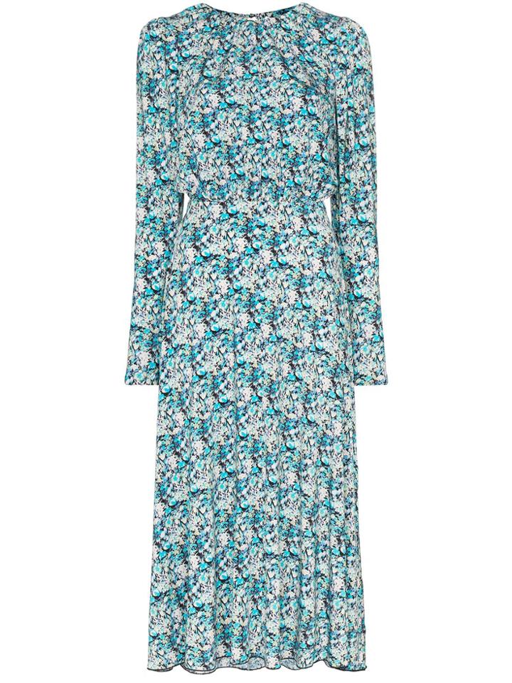 Rotate Open Back Floral Midi Dress - Blue