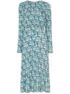 Rotate Open Back Floral Midi Dress - Blue