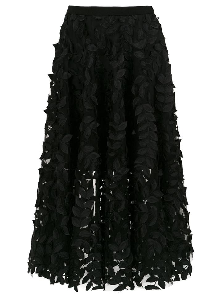 Tufi Duek Embroidered Midi Tulle Skirt - Black