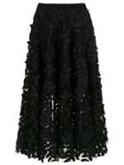 Tufi Duek Embroidered Midi Tulle Skirt - Black