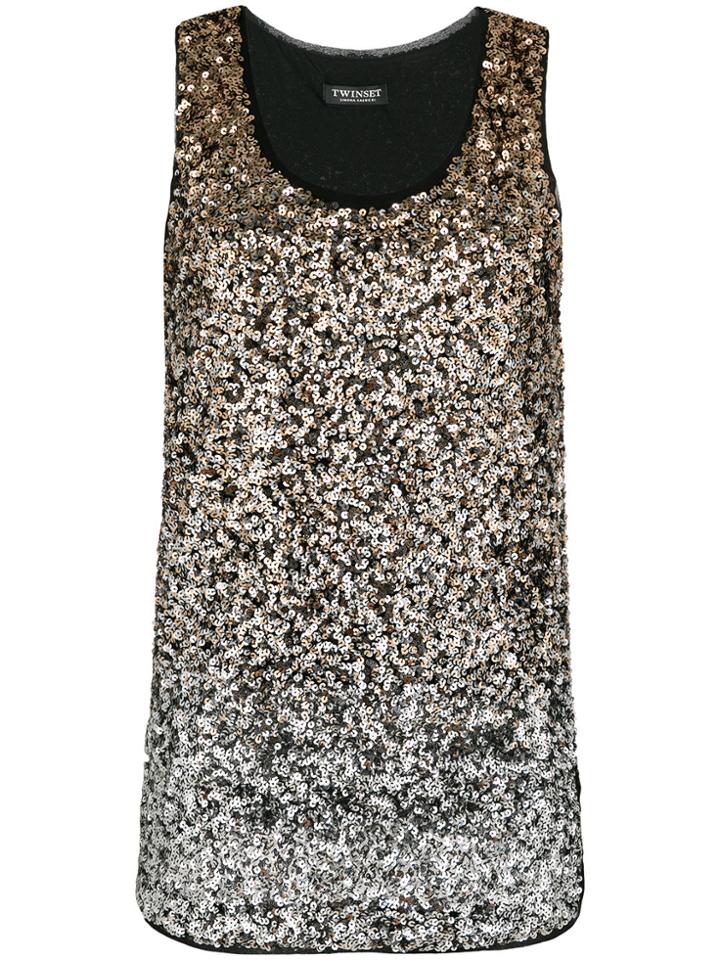 Twin-set Sequin Embellished Tank Top - Metallic