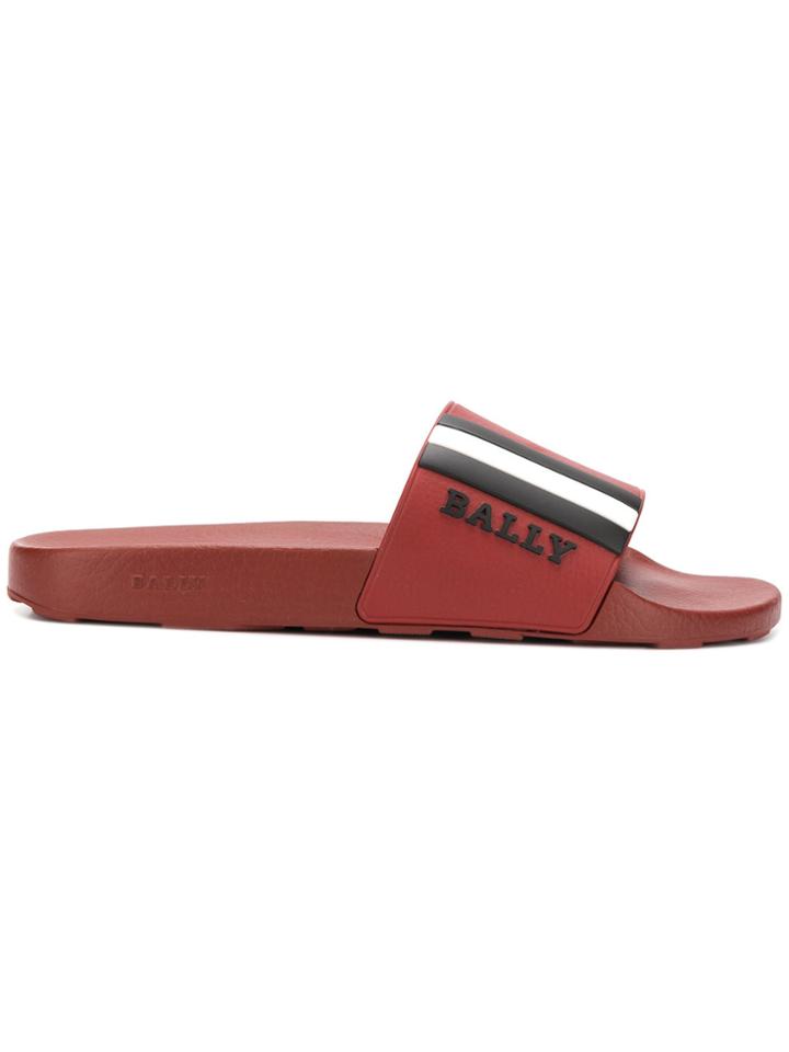 Bally Logo Stripe Slides - Red