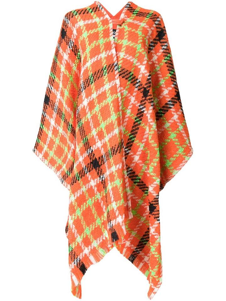 Boutique Moschino Checked Poncho, Women's, Yellow/orange, Nylon/wool