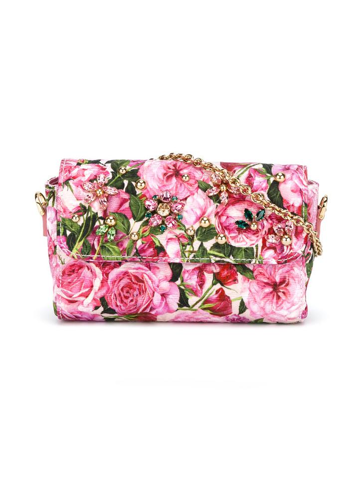 Dolce & Gabbana Kids Floral Print Shoulder Bag, Girl's, Pink/purple