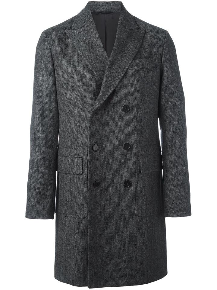 Aspesi Double Breasted Coat, Men's, Size: Xl, Grey, Viscose/wool