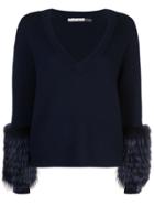Alice+olivia Faux Fur Cuff Jumper - Blue