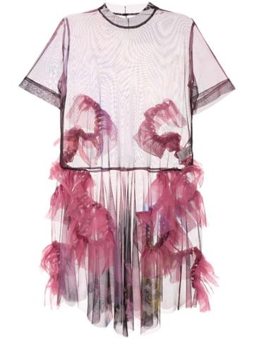 Roberts Wood Sheer Ruffled Dress - Purple