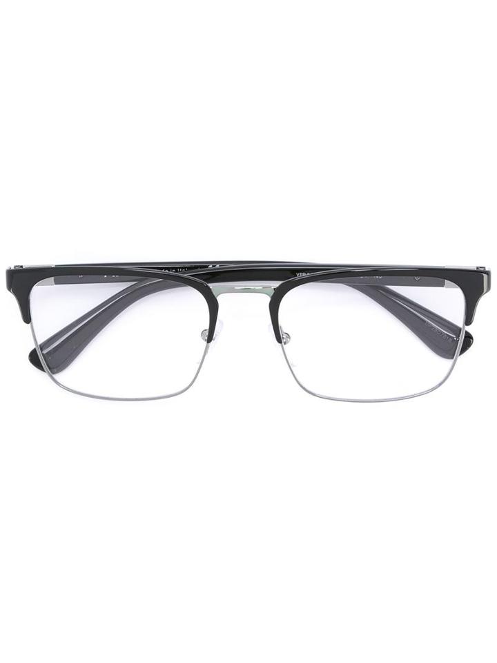 Prada Eyewear Rectangular Frame Glasses, Black, Acetate/metal