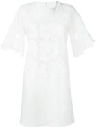 Embroidered Flowers Shift Dress, Women's, Size: 8, White, Polyester/spandex/elastane/silk, Victoria Victoria Beckham