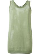 Givenchy Ribbed Hem Sheer Tank, Women's, Size: Xs, Green, Linen/flax/polyamide