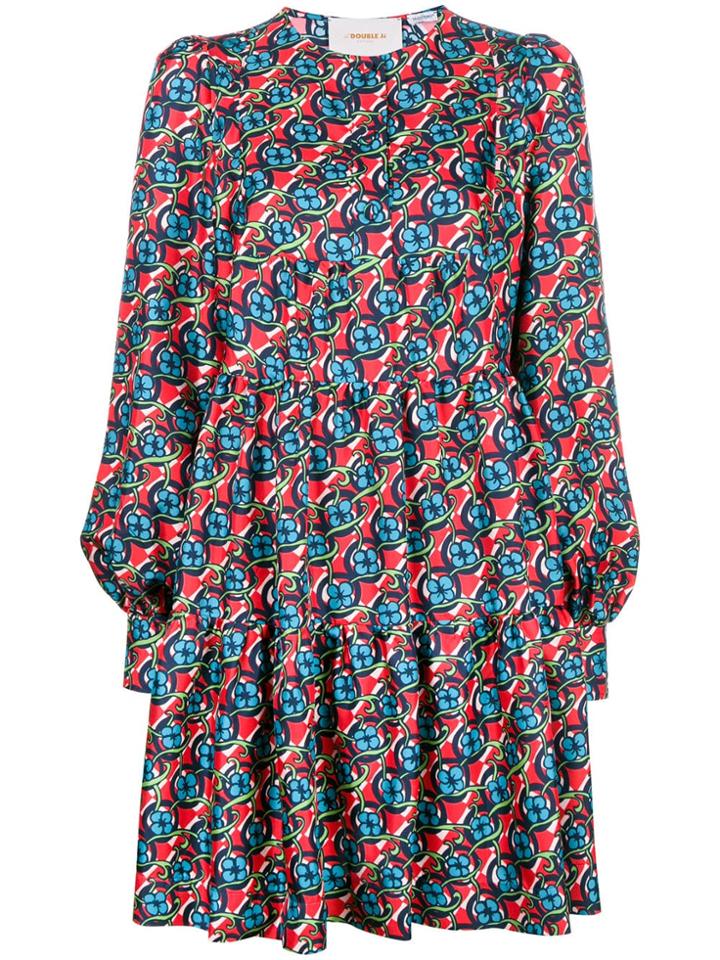 La Doublej Long-sleeve Floral Print Dress - Red