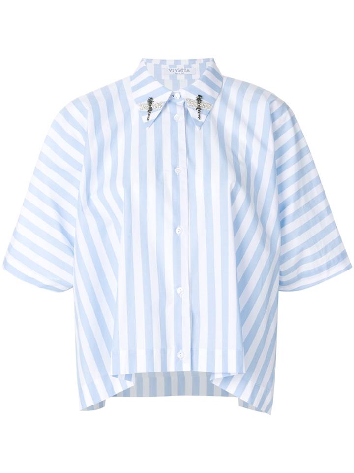 Vivetta Striped Shortsleeved Shirt - Blue