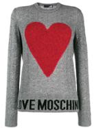 Love Moschino Logo Heart Embroidered Sweater - Grey