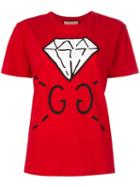 Gucci Diamond Print Logo T-shirt, Women's, Size: Medium, Red, Cotton