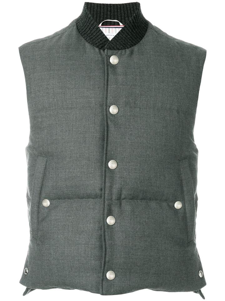 Thom Browne Center-back Engineered Stripe Down-filled Vest - Grey