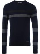 Dolce & Gabbana Contrast Stripe Jumper, Men's, Size: 50, Blue, Virgin Wool