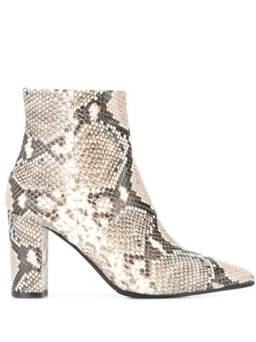 The Seller Snake Print Ankle Boots - Brown