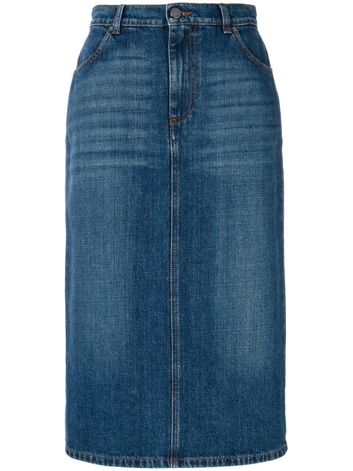 Alexa Chung - Denim Pencil Skirt - Women - Cotton - 27, Blue, Cotton
