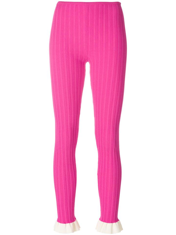 Esteban Cortazar Ruffle Knitted Leggings - Pink & Purple