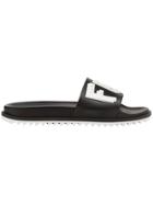 Fendi Logo Print Pool Slides - Black
