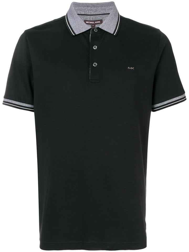 Michael Michael Kors Stripe-trimmed Polo Shirt - Black