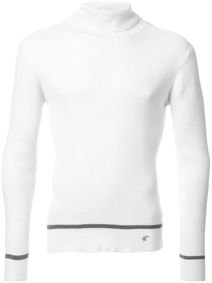Loveless Stripe Trim Detail Jumper, Men's, Size: 1, White, Cotton/cashmere