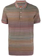 Missoni Short Sleeved Striped Polo Shirt - Brown