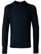 Tom Ford Contrast Knit Jumper, Men's, Size: 48, Blue, Silk