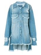 Pony Stone Monsta Asymmetric Hem Distressed Jacket - Blue
