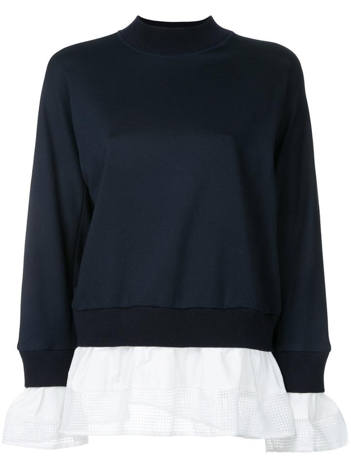 Muveil - Contrast Layer Sweatshirt - Women - Cotton/polyester/polyurethane/rayon - 40, Blue, Cotton/polyester/polyurethane/rayon